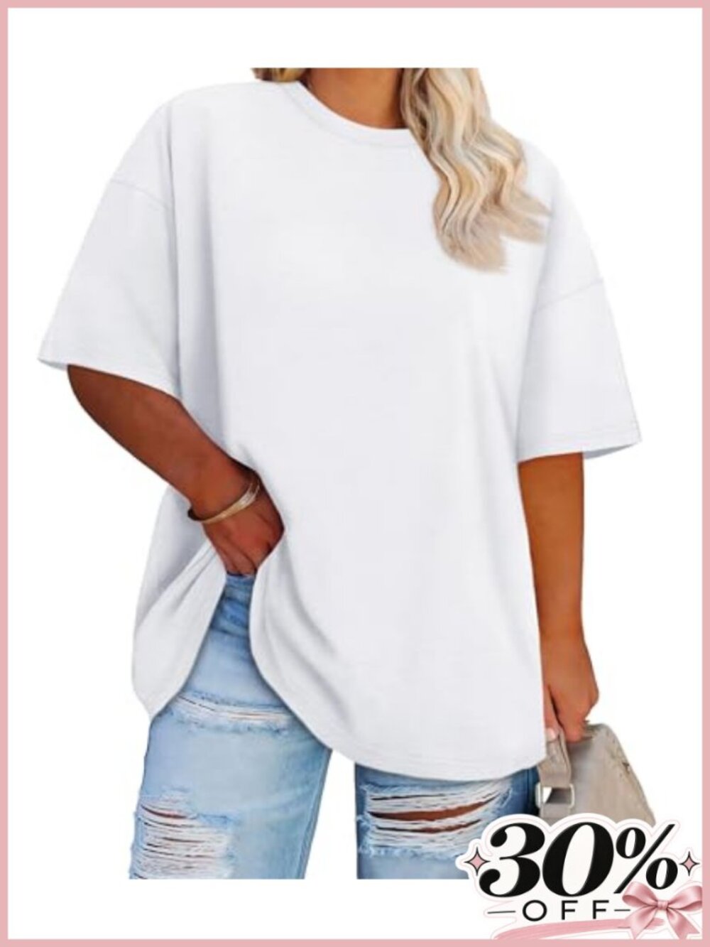 Plus Size Women's Oversized Crewneck Tee, Soft Loose Fit Half Sleeve Top